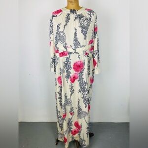 Vintage Plus Size Leslie Pomer Maxi Dress, 1970s Polyester Dress, Novelty Print